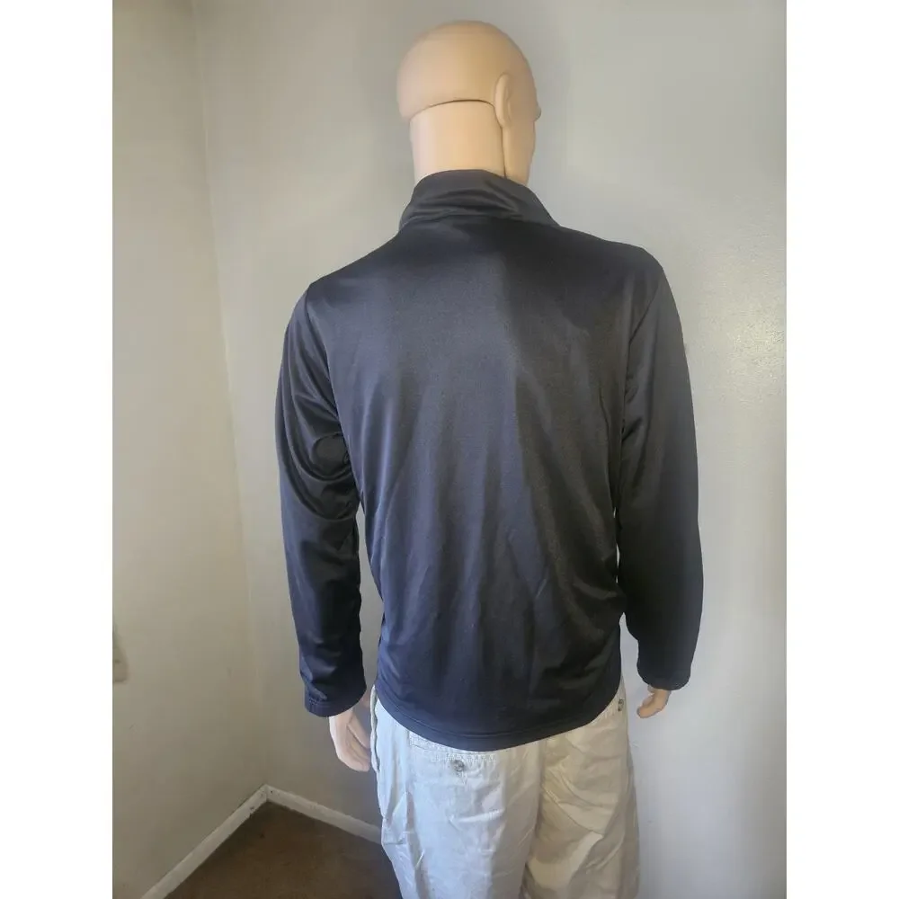 Adidas Black w White Stripes Full Front Zip Track Jacket Top X-LARGE USED